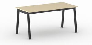Kancelársky pracovný stôl PRIMO BASIC, čierna podnož, 1600 x 800 mm, biela
