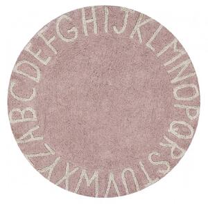 Ružový okrúhly detský koberec ABCeda 150cm