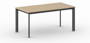 Kancelársky stôl PRIMO INVITATION, čierna podnož, 1600 x 800 mm, biela
