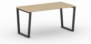 Kancelársky stôl PRIMO IMPRESS, čierna podnož, 1600 x 800 mm, biela