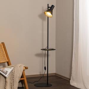 Stojacia lampa Jump, čierna, nastaviteľná, polica