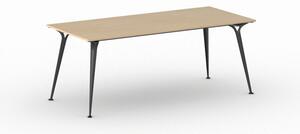 Kancelársky stôl PRIMO ALFA, čierna podnož, 2000 x 900 mm, biela
