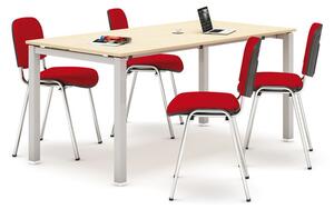 Rokovací stôl AIR 1600x800 breza + 4 stolička Viva červené