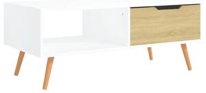 Konferenčný stolík biely a dub sonoma 100x49,5x43 cm drevotrieska