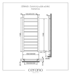 CERANO - Elektrický sušiak uterákov Domenico - biela lesklá - 1160x550 mm