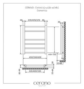 CERANO - Elektrický sušiak uterákov Domenico - biela lesklá - 660x550 mm