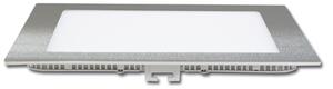 Strieborný vstavaný LED panel hranatý 225 x 225mm 18W Farba svetla Denná biela