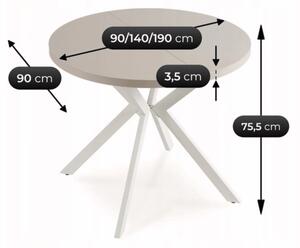 LUGO Rozkladací stôl 90-190 cm biely/dub