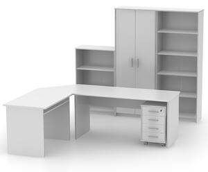 KONDELA Kancelársky stôl, obojstranný, biela, JOHAN 2 NEW 08