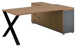 Kancelársky pracovný stôl PRIMO PROTEST so skrinkou vľavo, doska 1800x800 mm, dezén buk