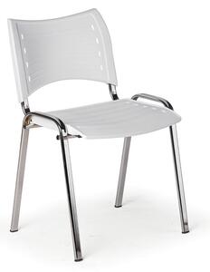 Plastová stolička SMART - chrómované nohy, biela