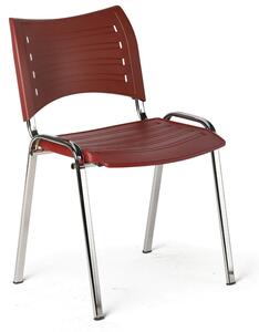 Plastová stolička SMART - chrómované nohy, bordó