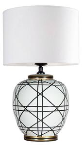 PR Home stolová lampa New York, biela, výška 61 cm, keramika, Biela / opálová, Obývacia izba / jedáleň, Textil / látka / hodváb, Stojacie svietidlo