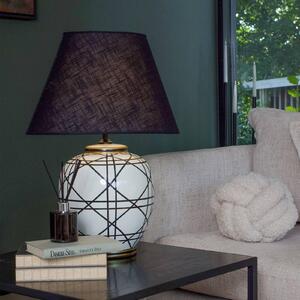 PR Home stolová lampa New York, čierna, výška 63 cm, keramika, Čierna, Obývacia izba / jedáleň, Textil / látka / hodváb, Stojacie svietidlo