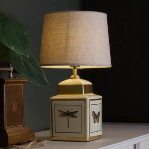 PR Home stolová lampa Lucca, piesková, výška 45 cm, keramika, Krémová / jantárovo žltá, Obývacia izba / jedáleň, Textil / látka / hodváb, Stojacie svietidlo