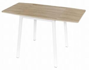 Jedálenský stôl, MDF fóliovaná/kov, dub sonoma/biela, 60-120x60 cm, MAURO