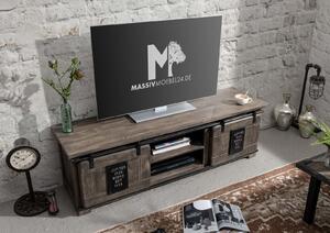 IRON TV stolík 160x50 cm, mango, sivá