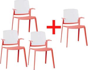 Plastová stolička GEORGE, 3+1 ZADARMO, Červená