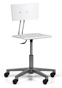 Pracovná stolička SALLY, nízka, na kolieskach, biela