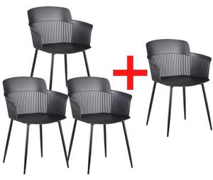 Plastová bistro stolička MOLLY, čierna, 3+1 ZADARMO