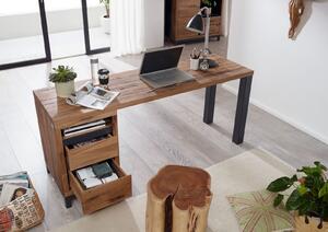 TIROL Písací stôl s poličkou 150x55 cm, tmavohnedá, dub
