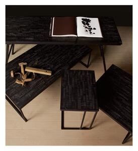 Čierny odkladací stolík s doskou z recyklovaného teakového dreva BePureHome Shape