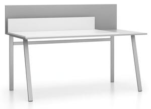 Kancelársky pracovný stôl SINGLE LAYERS, posuvná vrchná doska, s prepážkami, biela / sivá