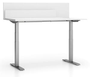 Kancelársky stôl SINGLE LAYERS, posuvná vrchná doska, s prepážkami, nastaviteľné nohy, biela