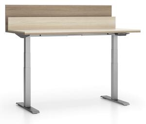 Kancelársky pracovný stôl SINGLE LAYERS s prepážkami, nastaviteľné nohy, dub prírodný / dub morený