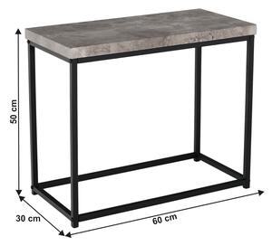 TEMPO Príručný stolík, čierna / betón, TENDER