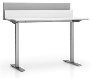 Kancelársky pracovný stôl SINGLE LAYERS s prepážkami, nastaviteľné nohy, biela / sivá