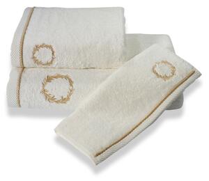 Soft Cotton Uterák SEHZADE 50x100 cm. Luxusné froté uteráky SEHZADE 50x100 cm s vyšitým erbom v bielej alebo smotanovej farbe, 100% česaná bavlna. Smotanová / zlatá výšivka