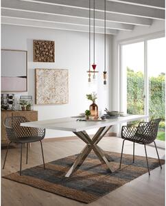 Biely jedálenský stôl s antikoro podnožím Kave Home Arya, 160 x 100 cm