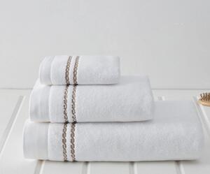 Soft Cotton Uterák CHAINE 50x100 cm. Froté uteráky MICRO COTTON 50x100 cm z mikrovlákna sú veľmi jemné, savé a rýchloschnúce, vyrobené zo 100% česanej bavlny. Biela / ružová výšivka