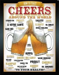 Plechová ceduľa BEER - Cheers Around The World, (31.5 x 40 cm)