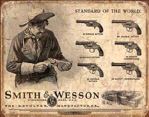 Plechová ceduľa S&W - SMITH & WESSON - Revolver Manufacturer, (40 x 31.5 cm)