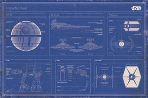 Plagát, Obraz - Star Wars - Imperial Fleet Blueprint, (91.5 x 61 cm)