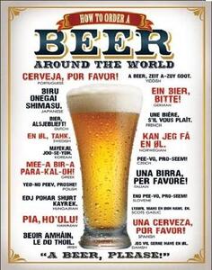 Plechová ceduľa BEER - How to Order a Beer, (31.5 x 40 cm)
