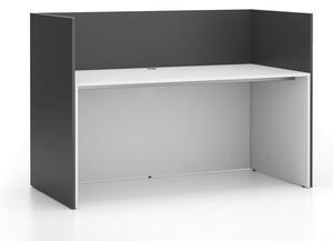 Kancelárska zostava single s paravánom SEGMENT, rovná, biela / grafitová