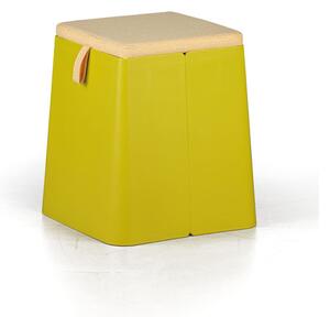 Plastový taburet s vankúšikom, žltý