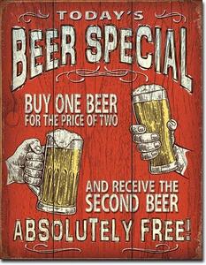Plechová ceduľa Todays Beer Special, (30 x 42 cm)