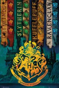 Plagát, Obraz - Harry Potter - House Flags, (61 x 91.5 cm)