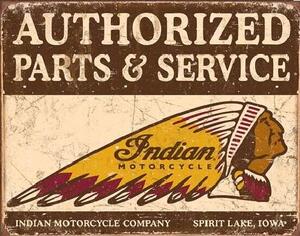 Plechová ceduľa Indian motorcycles - Authorized Parts and Service, (40 x 31.5 cm)