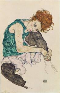 Obrazová reprodukcia Sediaca žena s pokrčenými kolenami, Schiele, Egon