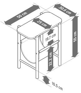 Odkladací stolík s látkovým úložným priestorom