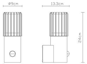 Globo 32160S - Vonkajšie nástenné svietidlo so senzorom MERVIN 1xE27/15W/230V IP54