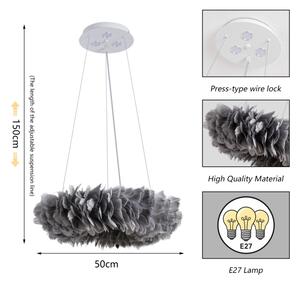 Brilagi - LED luster na lanku FEATHER 3xE27/40W/230V + 3xLED/3W pr. 50 cm šedý