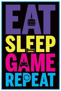 Plagát, Obraz - Eat, Sleep, Game, Repeat - Gaming, (61 x 91.5 cm)