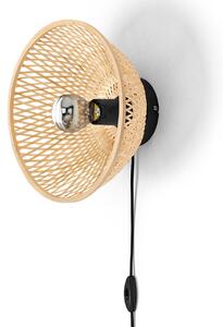 Nástenná lampa s bambusovým tienidlom
