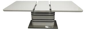 KONDELA Jedálenský rozkladací stôl, biela vysoký lesk HG/čierne pásy, 160-200x90 cm, TUBAL